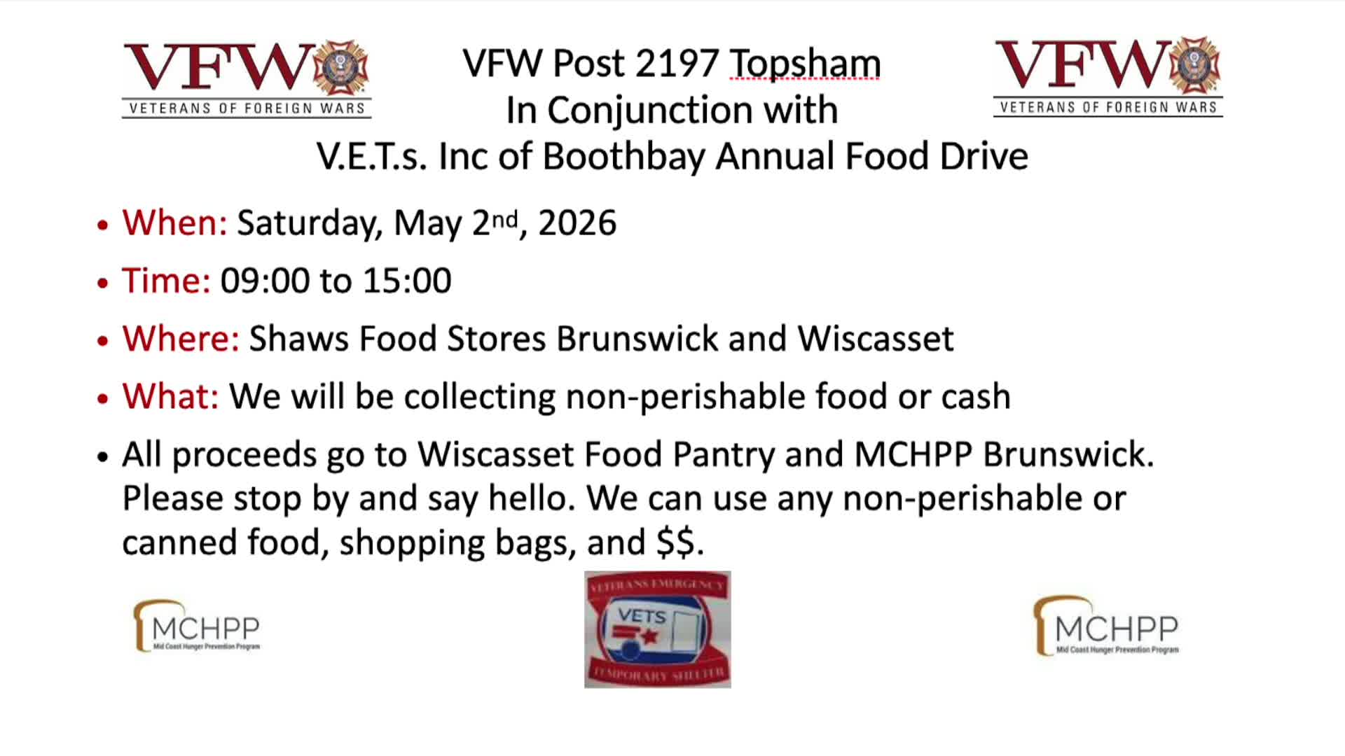 VFW Food Drive Promo