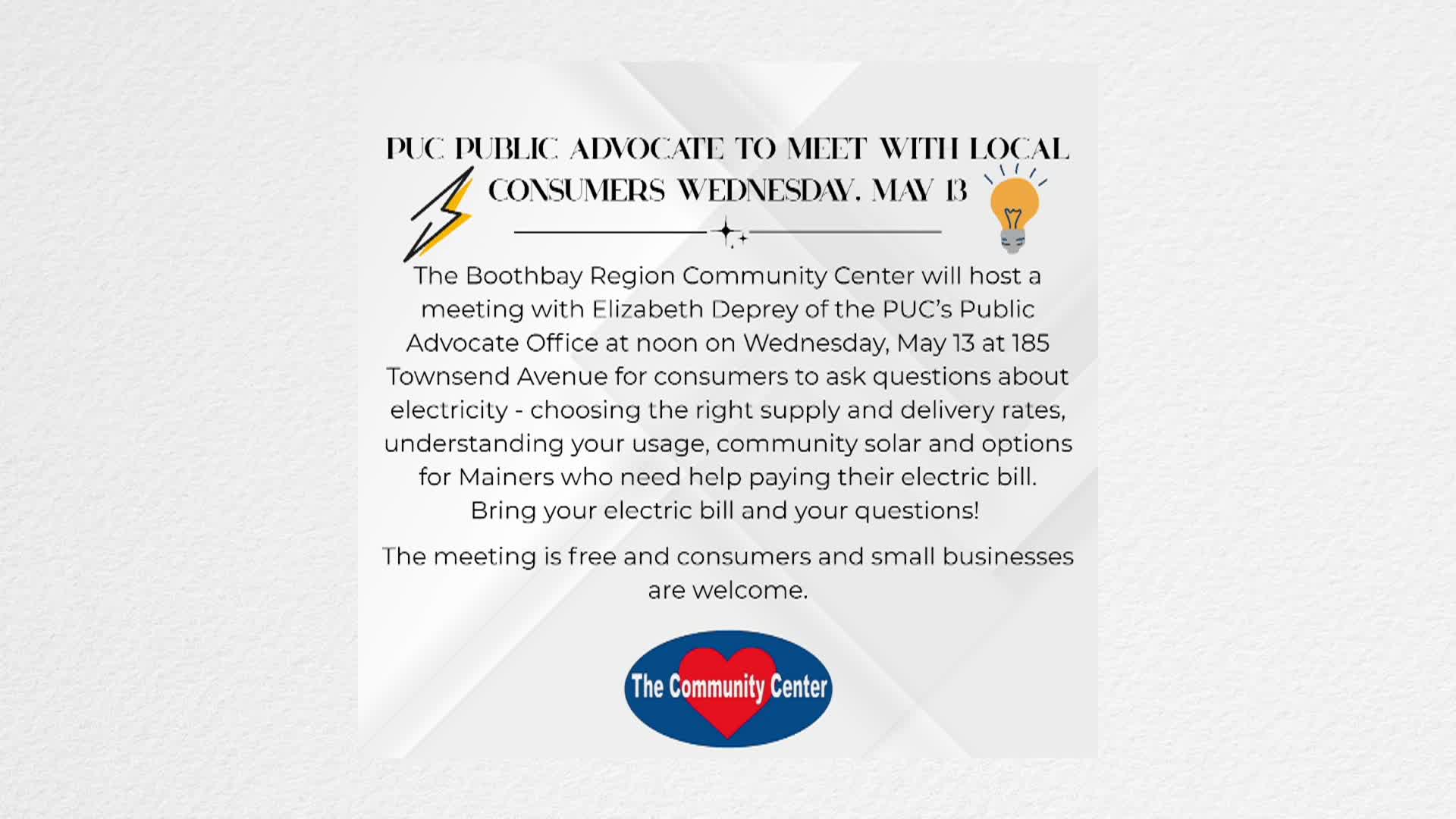 Community Center PUC event PSA